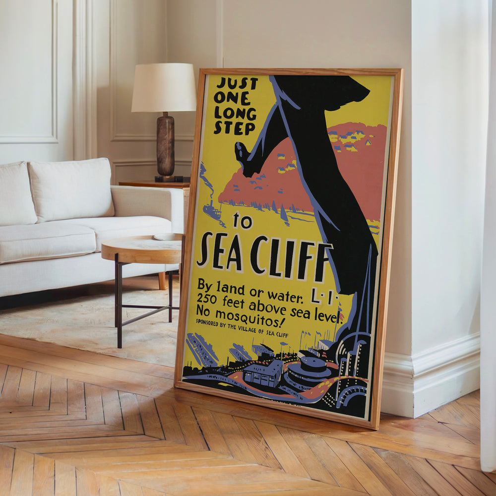 Le tableau accroché en situation dans un intérieur meublé.