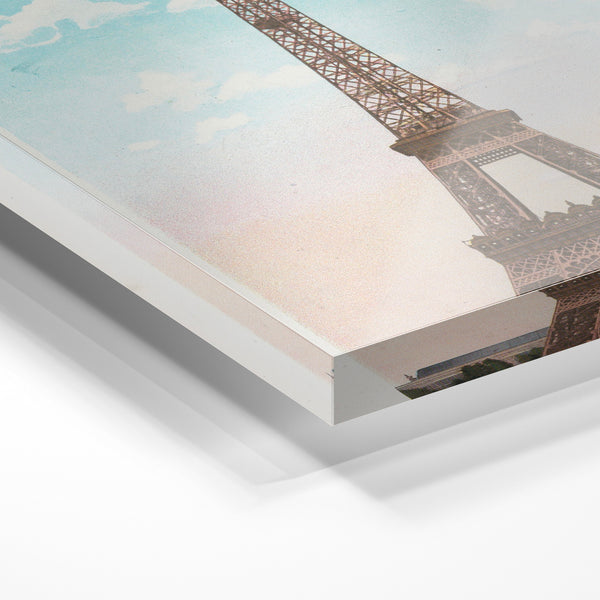 La Tour Eiffel - Affiche vintage bleu ciel — Verre acrylique