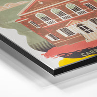 Gros plan de la matière : le tirage contrecollé sur aluminium Dibond mat, tranche visible.