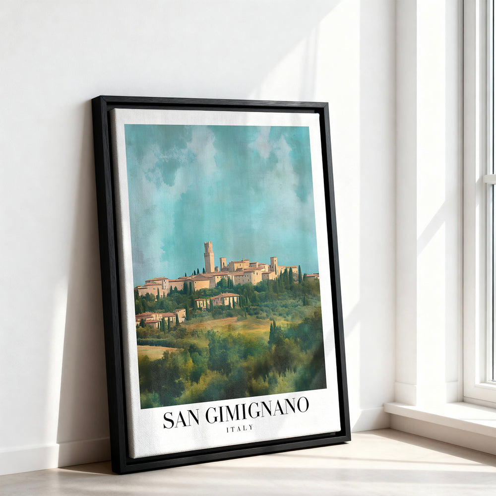 Le tableau accroché en situation dans un intérieur meublé.