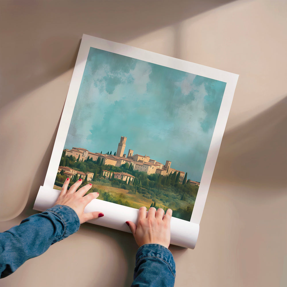 L'impression présentée en poster, sans encadrement, sur un mur neutre.