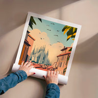 L'impression présentée en poster, sans encadrement, sur un mur neutre.