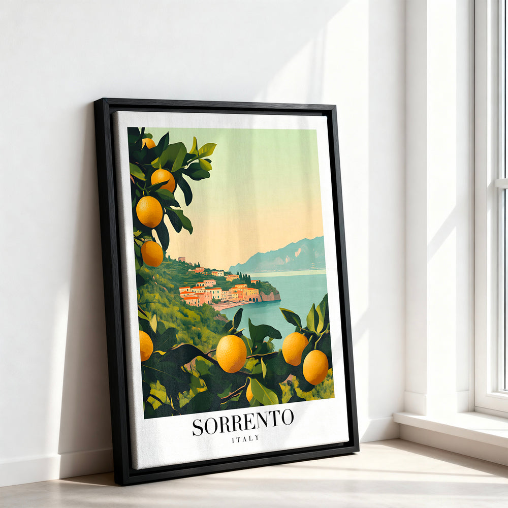 Le tableau accroché en situation dans un intérieur meublé.