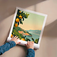 L'impression présentée en poster, sans encadrement, sur un mur neutre.