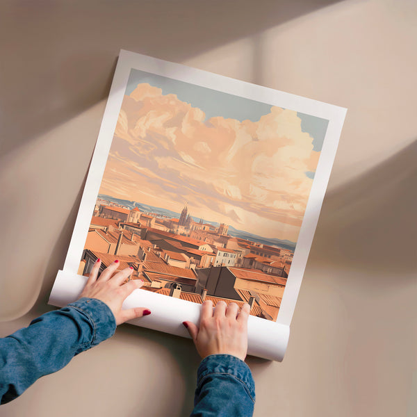 Toulouse vue depuis les toits, affiche terracotta — Poster HP mat