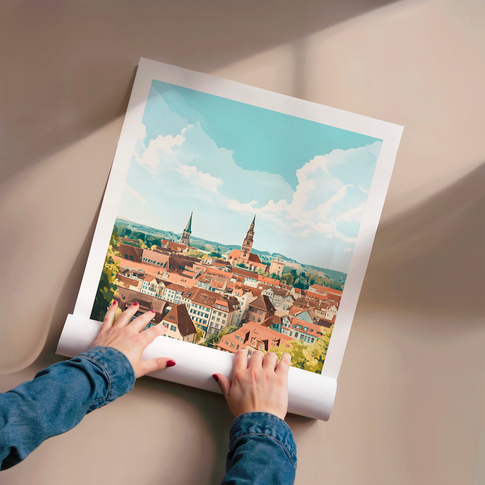 L'impression présentée en poster, sans encadrement, sur un mur neutre.