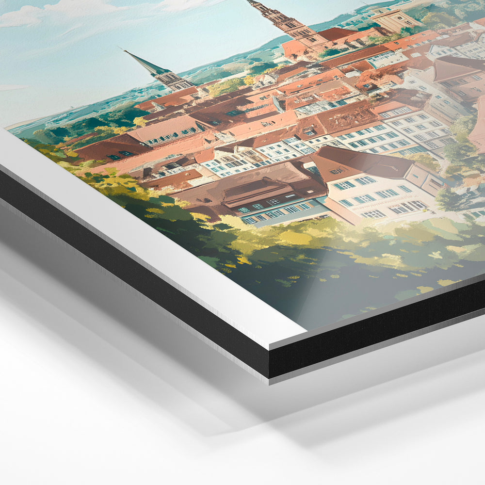 Gros plan du relief : la surépaisseur d'encre en lumière rasante sur aluminium Dibond.