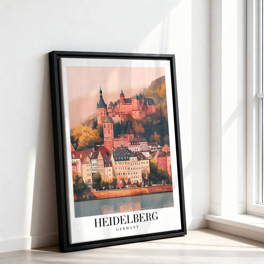 Le tableau accroché en situation dans un intérieur meublé.