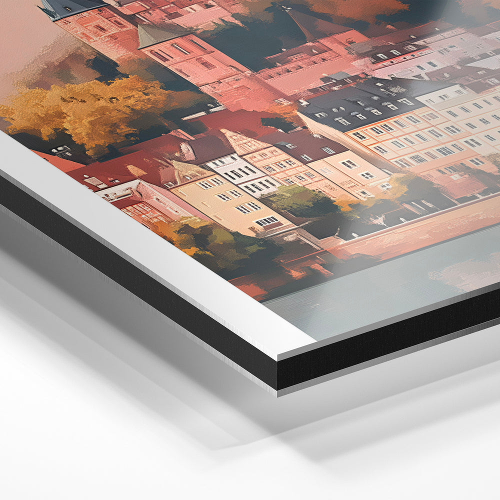 Gros plan du relief : la surépaisseur d'encre en lumière rasante sur aluminium Dibond.
