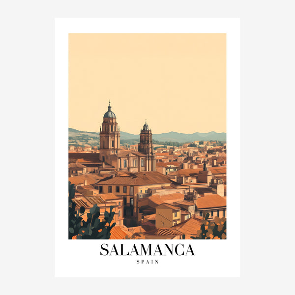 Affiche Salamanca vintage, terracotta et beige — Toile sur châssis
