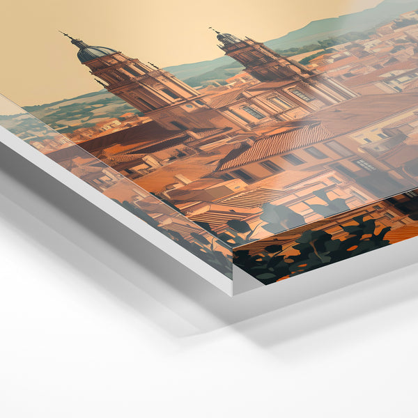 Affiche Salamanca vintage, terracotta et beige — Verre acrylique