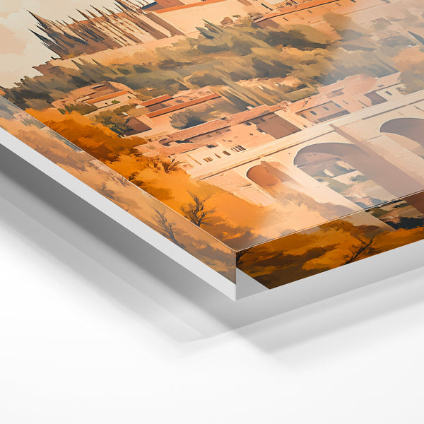 Affiche Segovia château terracotta et beige — Verre acrylique