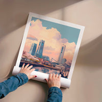 L'impression présentée en poster, sans encadrement, sur un mur neutre.