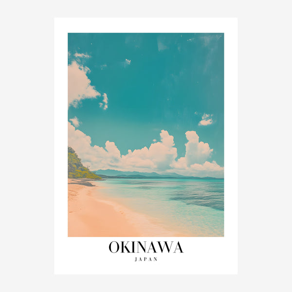 Affiche Okinawa, plage turquoise et ciel bleu — Toile sur châssis
