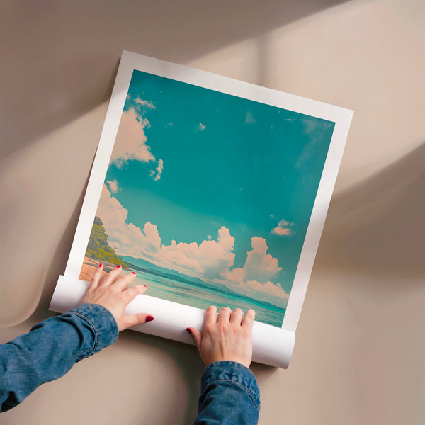 Affiche Okinawa, plage turquoise et ciel bleu — Poster HP mat