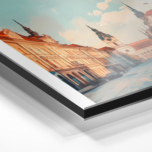 Timisoara, affiche de voyage bleu et terracotta — Aluminium Dibond relief 3D