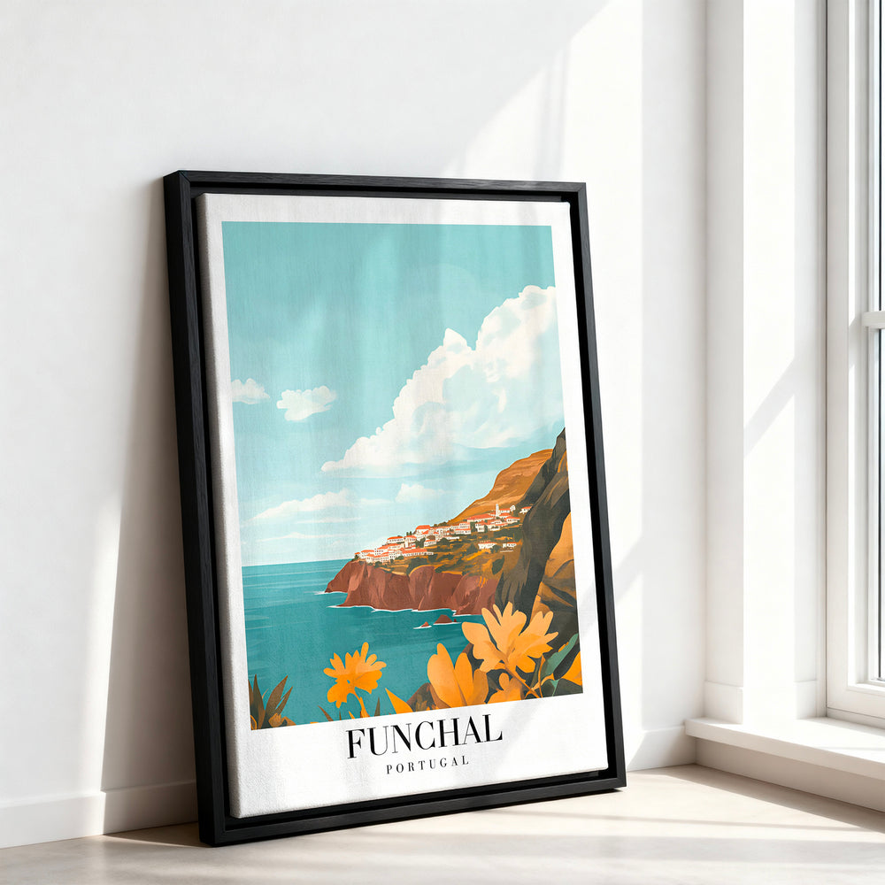 Le tableau accroché en situation dans un intérieur meublé.