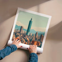 L'impression présentée en poster, sans encadrement, sur un mur neutre.