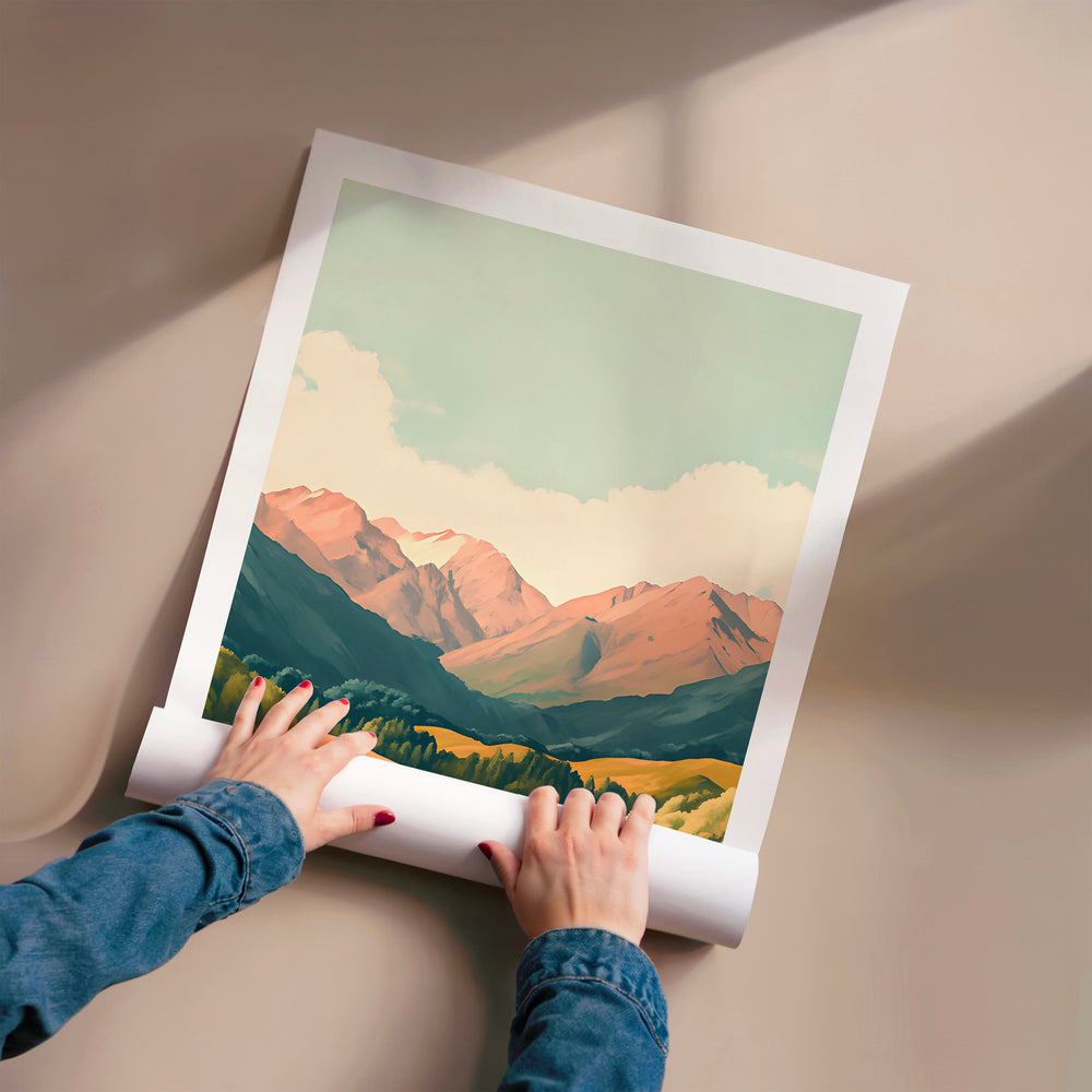 L'impression présentée en poster, sans encadrement, sur un mur neutre.