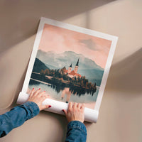 L'impression présentée en poster, sans encadrement, sur un mur neutre.