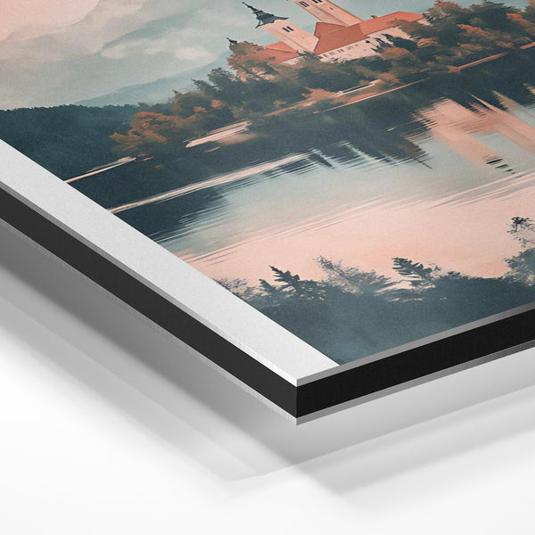 Affiche Lac Bled - Paysage montagne et reflets — Aluminium Dibond