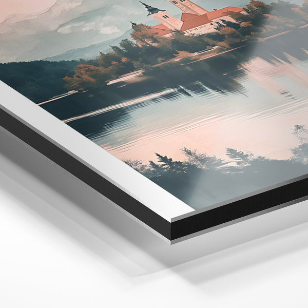 Affiche Lac Bled - Paysage montagne et reflets — Aluminium Dibond relief 3D