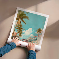 L'impression présentée en poster, sans encadrement, sur un mur neutre.
