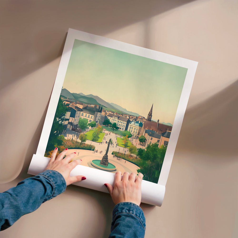 L'impression présentée en poster, sans encadrement, sur un mur neutre.