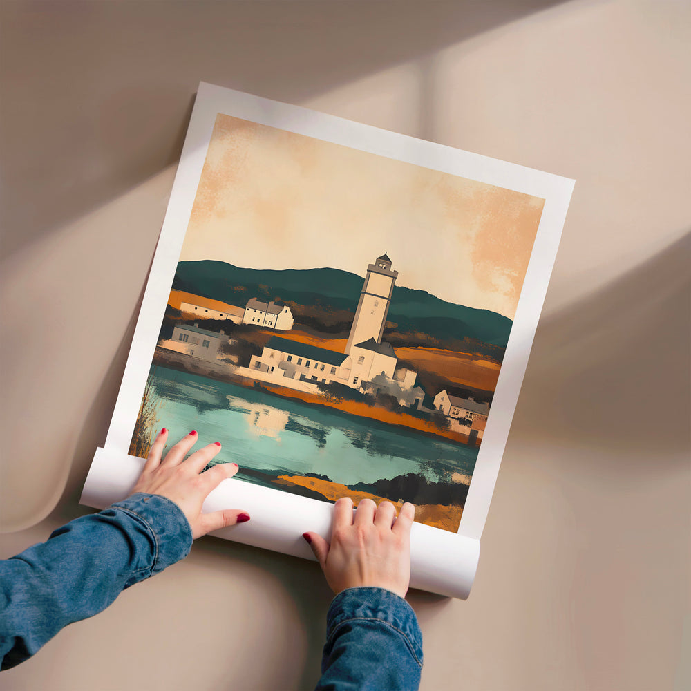 L'impression présentée en poster, sans encadrement, sur un mur neutre.