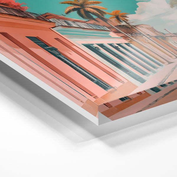 Rue de Santiago de Cuba, terracotta et turquoise — Verre acrylique