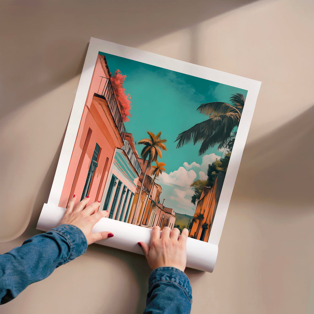 L'impression présentée en poster, sans encadrement, sur un mur neutre.