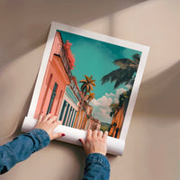 L'impression présentée en poster, sans encadrement, sur un mur neutre.