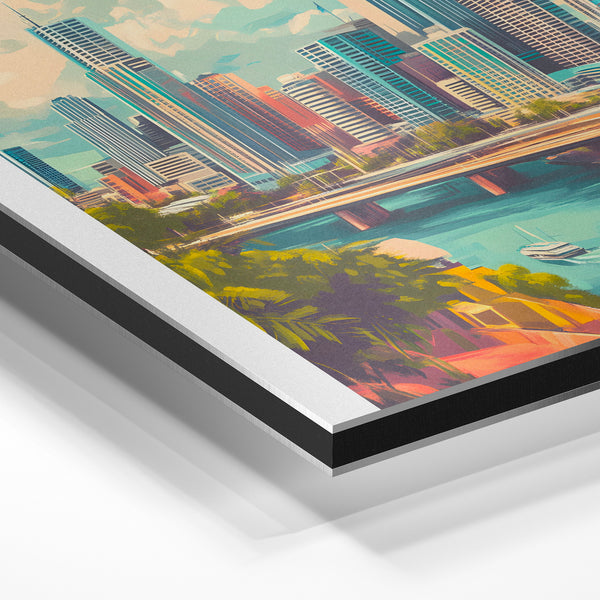 Affiche voyage Brisbane, ciel turquoise vintage — Aluminium Dibond