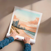 L'impression présentée en poster, sans encadrement, sur un mur neutre.