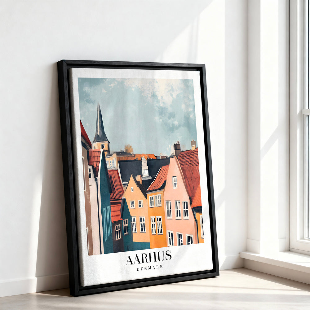 Le tableau accroché en situation dans un intérieur meublé.