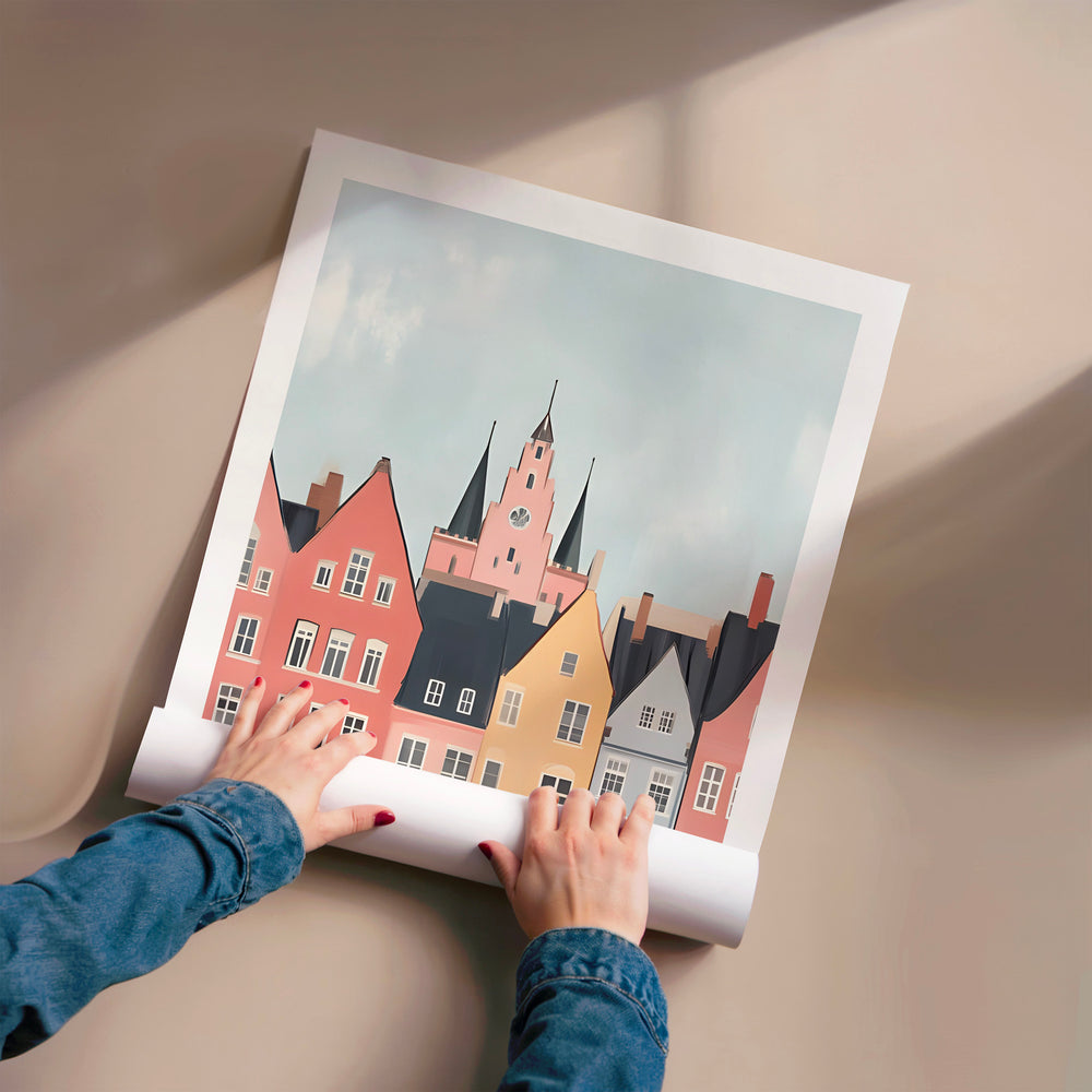 L'impression présentée en poster, sans encadrement, sur un mur neutre.