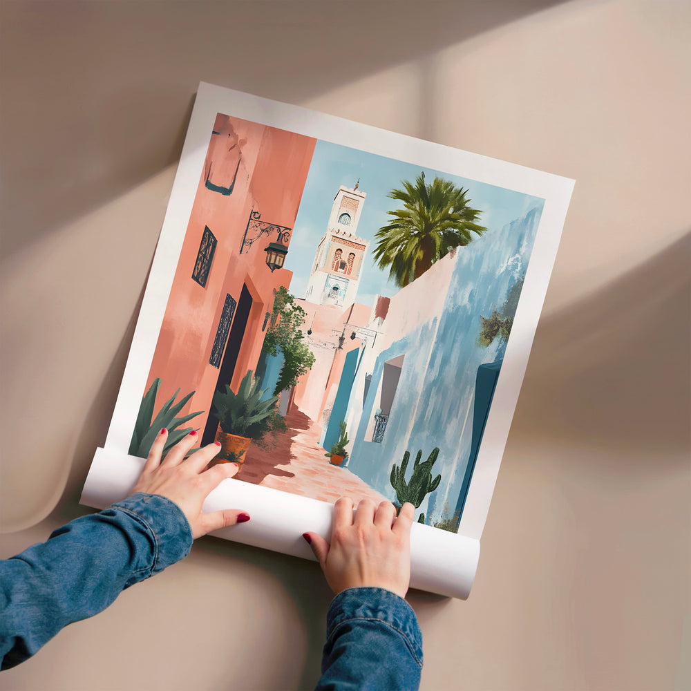 L'impression présentée en poster, sans encadrement, sur un mur neutre.