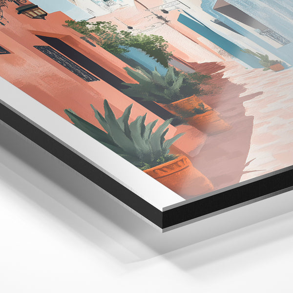 Ruelle de Casablanca, terracotta et bleu — Aluminium Dibond relief 3D