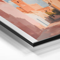 Gros plan de la matière : le tirage contrecollé sur aluminium Dibond mat, tranche visible.