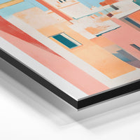 Gros plan de la matière : le tirage contrecollé sur aluminium Dibond mat, tranche visible.