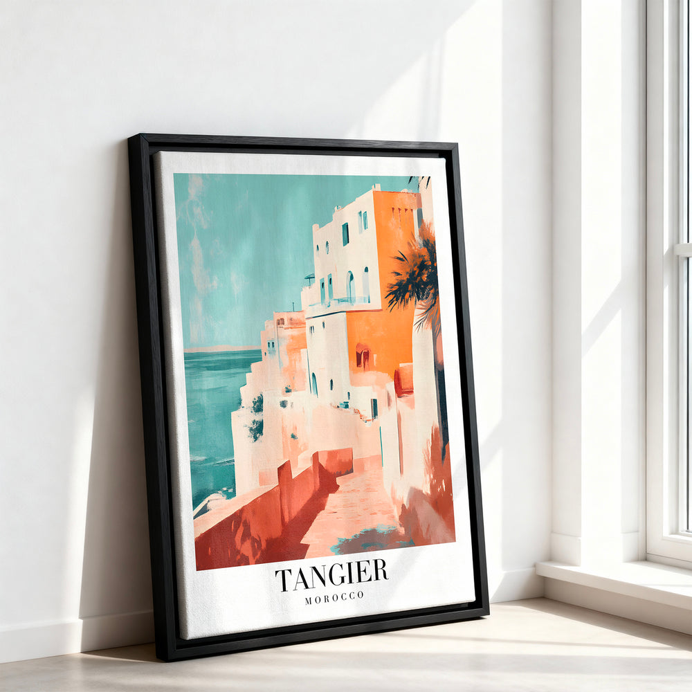Le tableau accroché en situation dans un intérieur meublé.