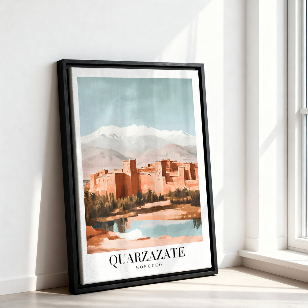 Le tableau accroché en situation dans un intérieur meublé.