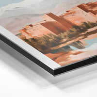 Gros plan de la matière : le tirage contrecollé sur aluminium Dibond mat, tranche visible.