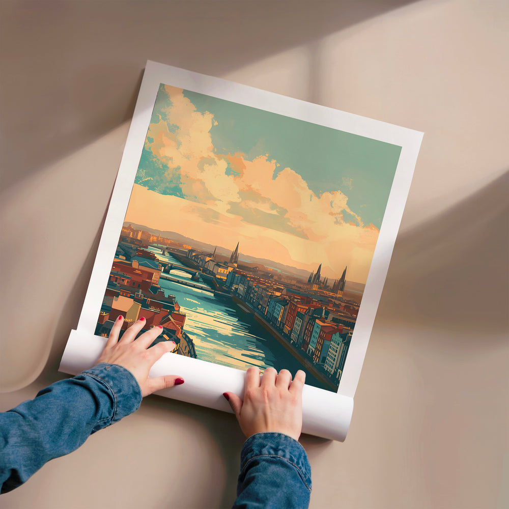 L'impression présentée en poster, sans encadrement, sur un mur neutre.