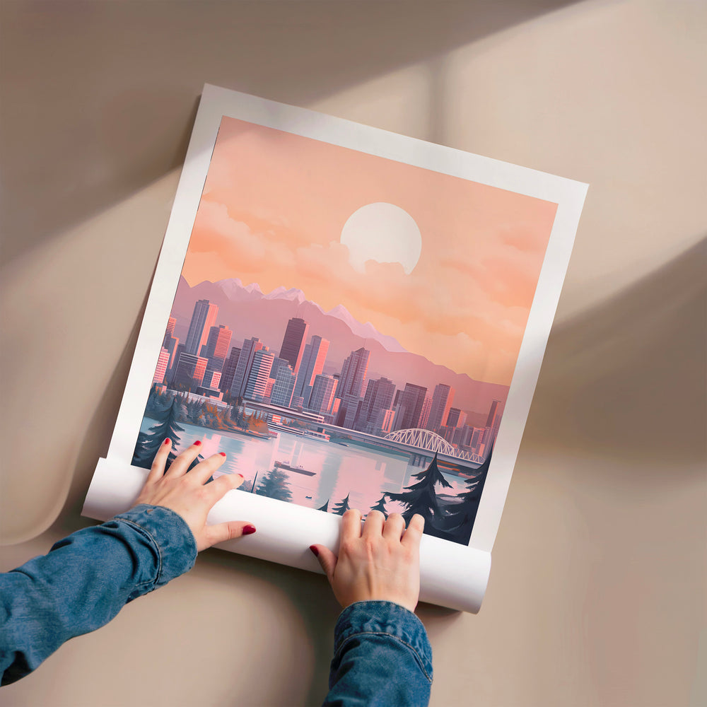 L'impression présentée en poster, sans encadrement, sur un mur neutre.