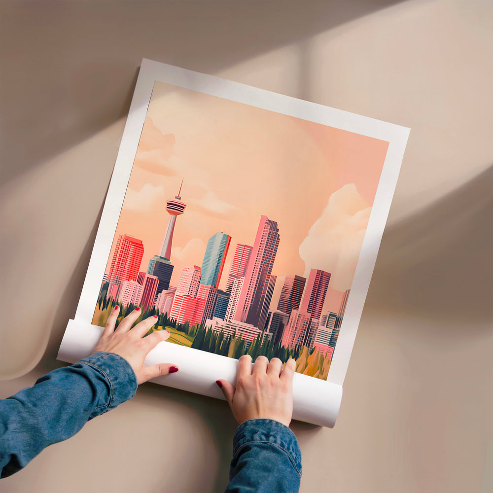 L'impression présentée en poster, sans encadrement, sur un mur neutre.