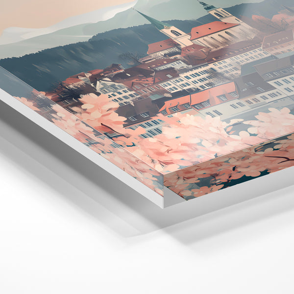 Bern au printemps, affiche de voyage rose et gris — Verre acrylique