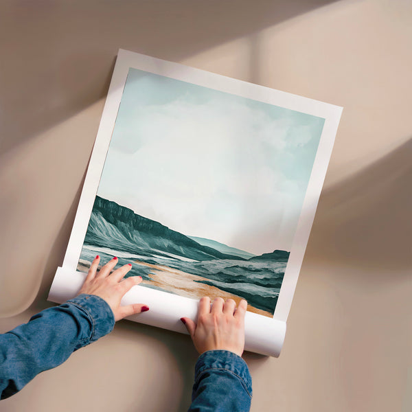 The Burren, paysage minéral bleu et beige — Poster HP mat