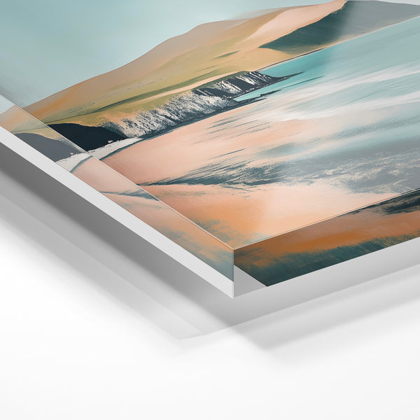 Achill Island, affiche voyage turquoise et beige — Verre acrylique