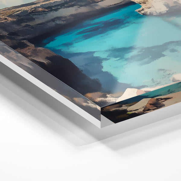 Affiche lagon turquoise et falaises blanches — Verre acrylique